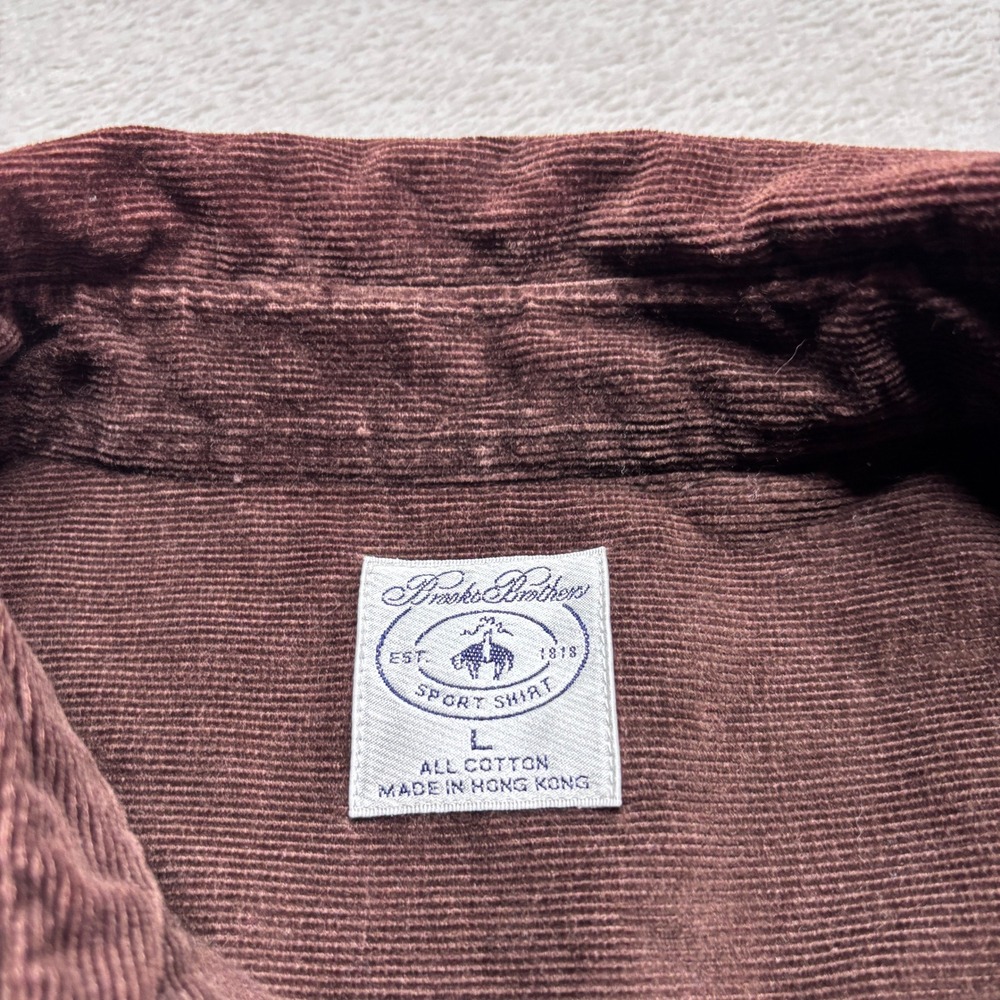 VTG Brooks Brothers Corduroy Button Down Sport Shirt Mens L Brown Long Sleeve - Picture 4 of 7